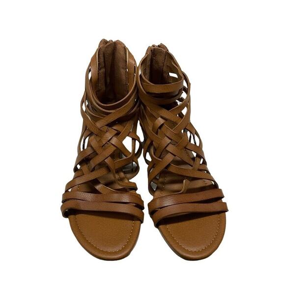 American Eagle Woman’s Brown Gladiator Shoes Zip‎ Up In Back Size 6 - Picture 1 of 7